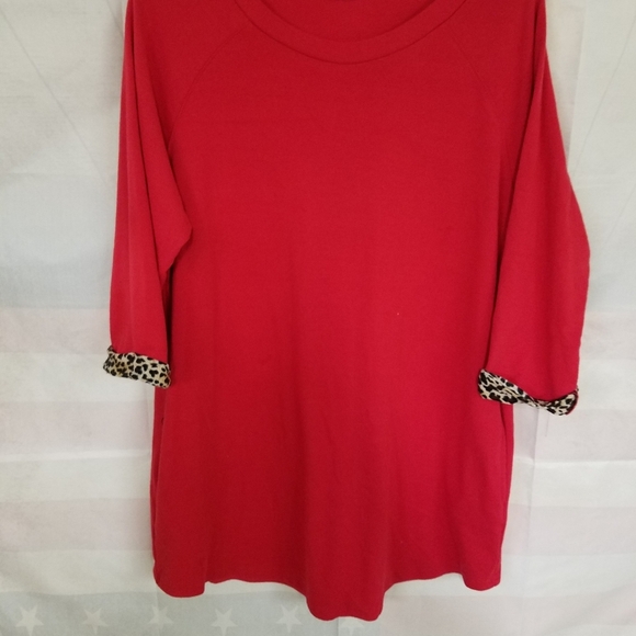 Sunshine Red & Leopard Cuff Top Large - Picture 7 of 7